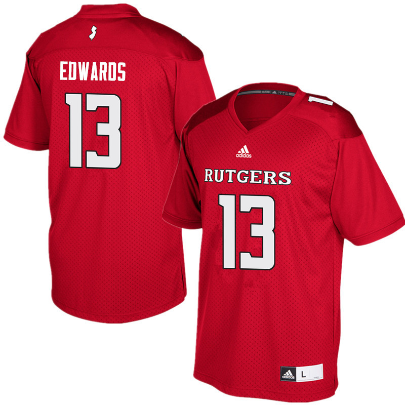 Men #13 Gus Edwards Rutgers Scarlet Knights College Football Jerseys Sale-Red